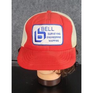 Vintage Cardinal Trucker Hat Bell‎ Surveying Engineering Mapping Red White Work